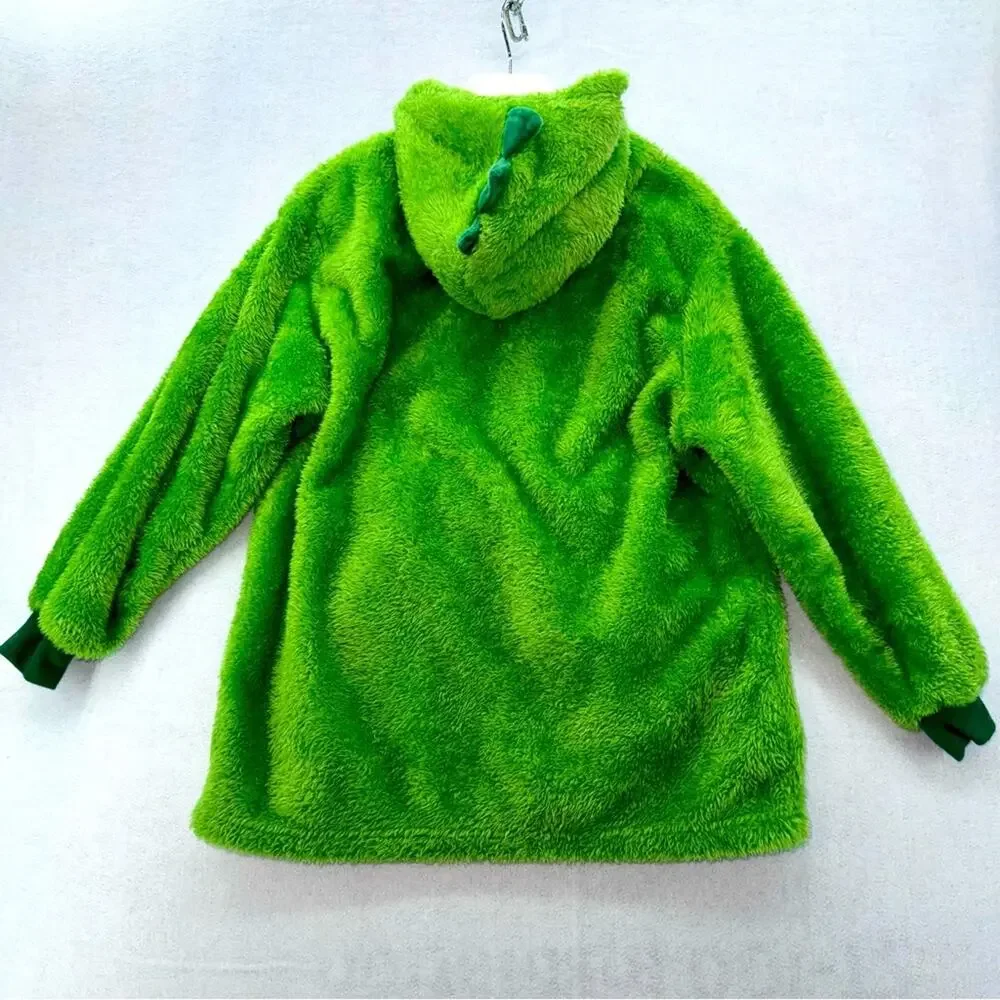 Huggle Pets Kids Green Dinosaur Hoodie Sweatshirt and Packable Plush Toy/Pillow